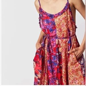 NWT Free People Moondive Maxi • Size Small Low-back Patchwork